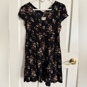 Ralph Lauren Babydoll Floral Black Dress